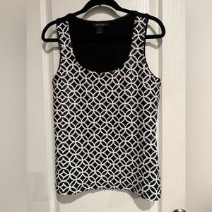 White House Black Market Black and White Patterned Tank Top
